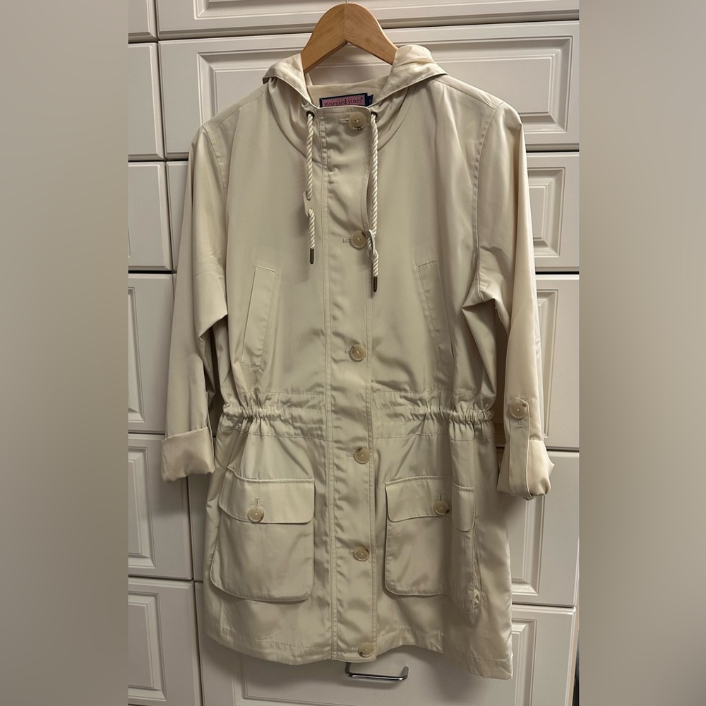 Vineyard Vines Cream Hooded Utility Jacket